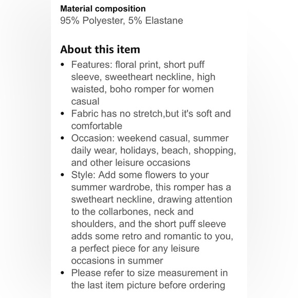 Women’s Short Floral Orange and White Sweetheart Romper NWOT - Picture 5 of 8